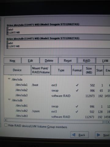 Software RAID partitions